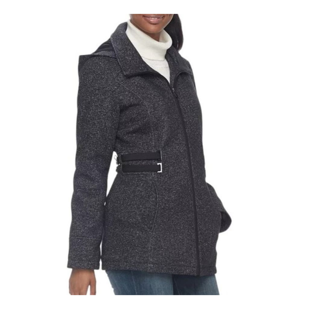 Women's Details Gray & Black Hooded Full Zip Jacket Size L is